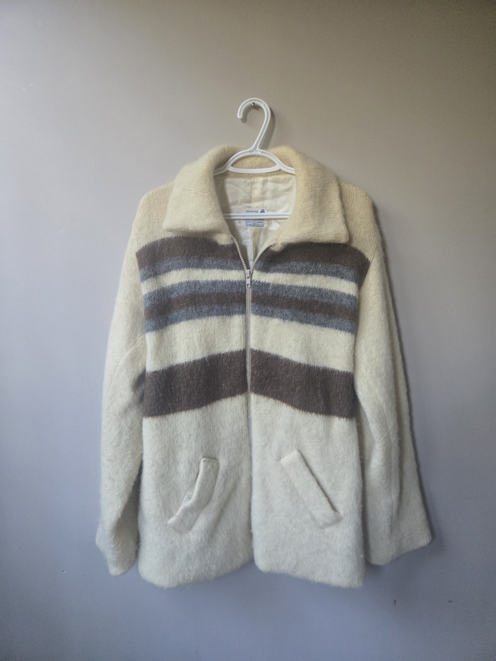 Vintage 1970s Caldwell 100% Virgin Wool Zip Jacket Made in Canada